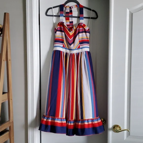 Modcloth striped halter dress (small)